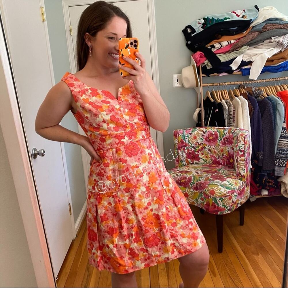 Anthropologie Shoshanna Pink Watercolor Floral Sheath Mini Dress Spring 8 - Picture 6 of 12